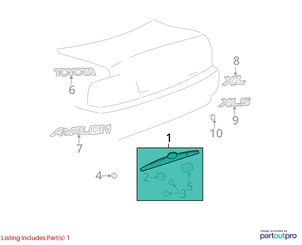 2003 2004 TOYOTA AVALON REAR TRUNK LID MOLDING HANDLE GARNISH 76801-07010 OEM