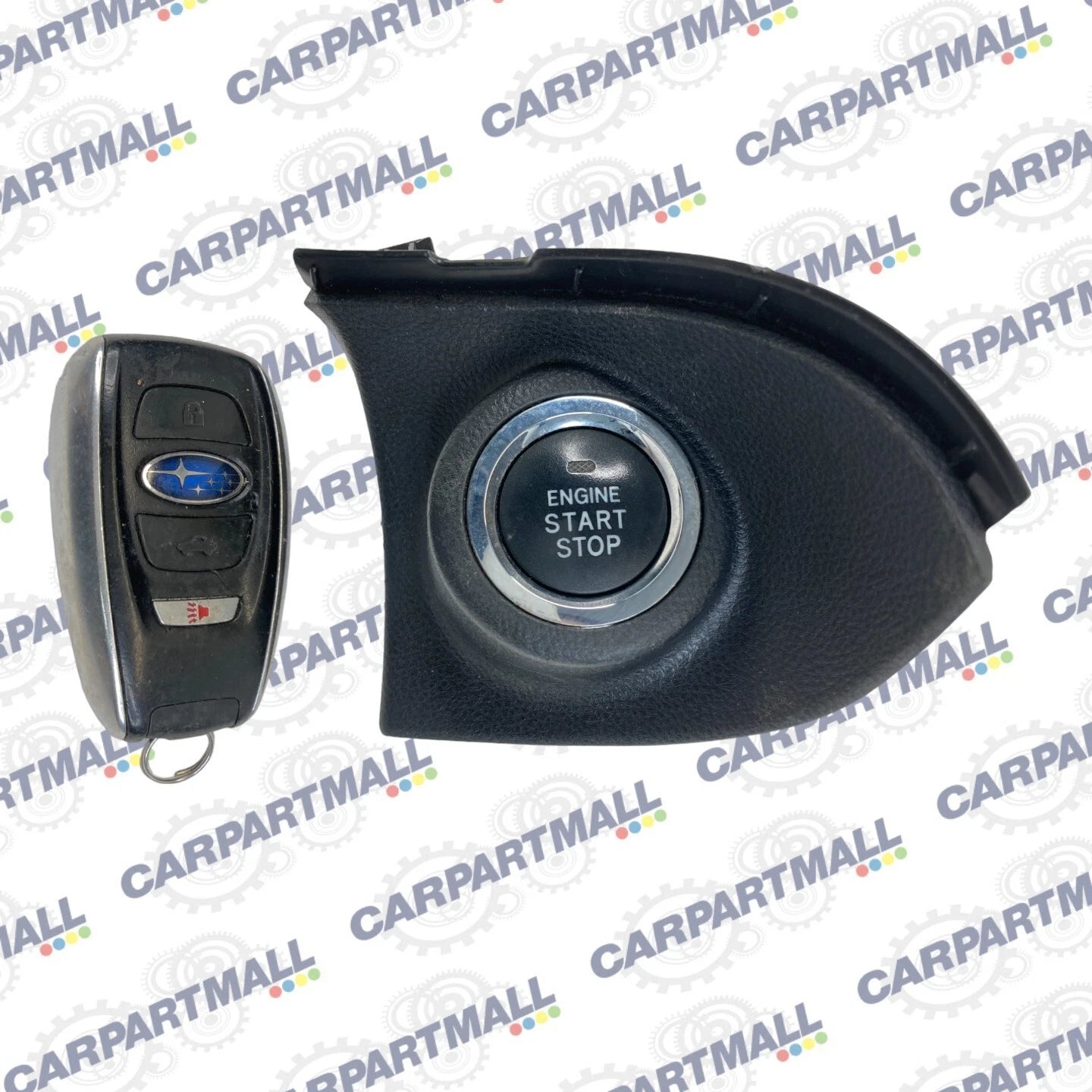17-23 SUBARU IMPREZA ENGINE START STOP IGNITION SWITCH BUTTON BEZEL W/ KEY OEM