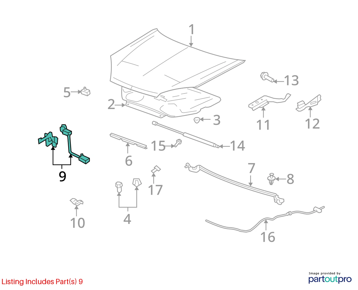 2007 2008 2009 SATURN AURA FRONT HOOD LOCK LATCH RELEASE ACTUATOR ASSEMBLY OEM