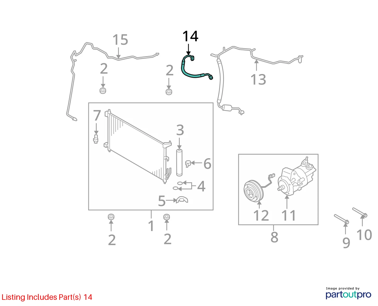 2007-2012 NISSAN VERSA HATCHBACK A/C PRESSURE DISCHARGE HOSE 92490-EL000 OEM