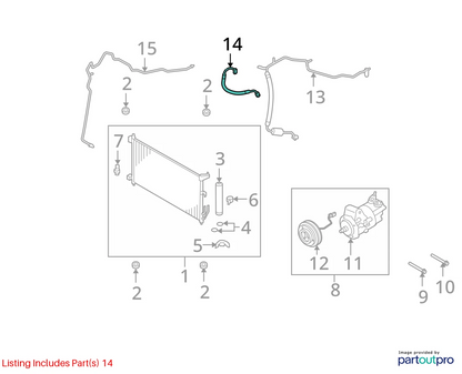 2007-2012 NISSAN VERSA HATCHBACK A/C PRESSURE DISCHARGE HOSE 92490-EL000 OEM
