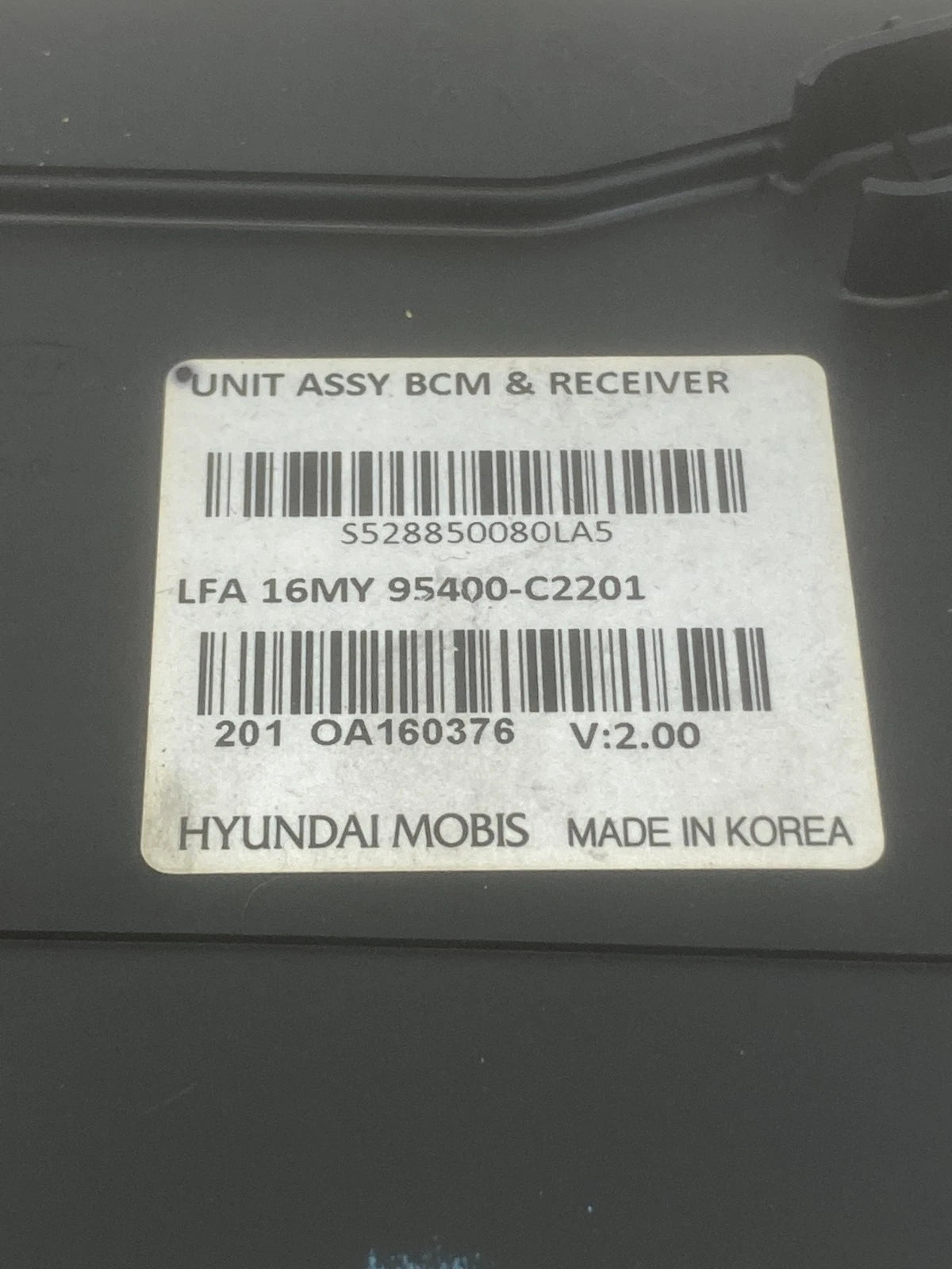 2015-2017 HYUNDAI SONATA 2.4L A/T BODY CONTROL MODULE UNIT BCM 95400-C2201