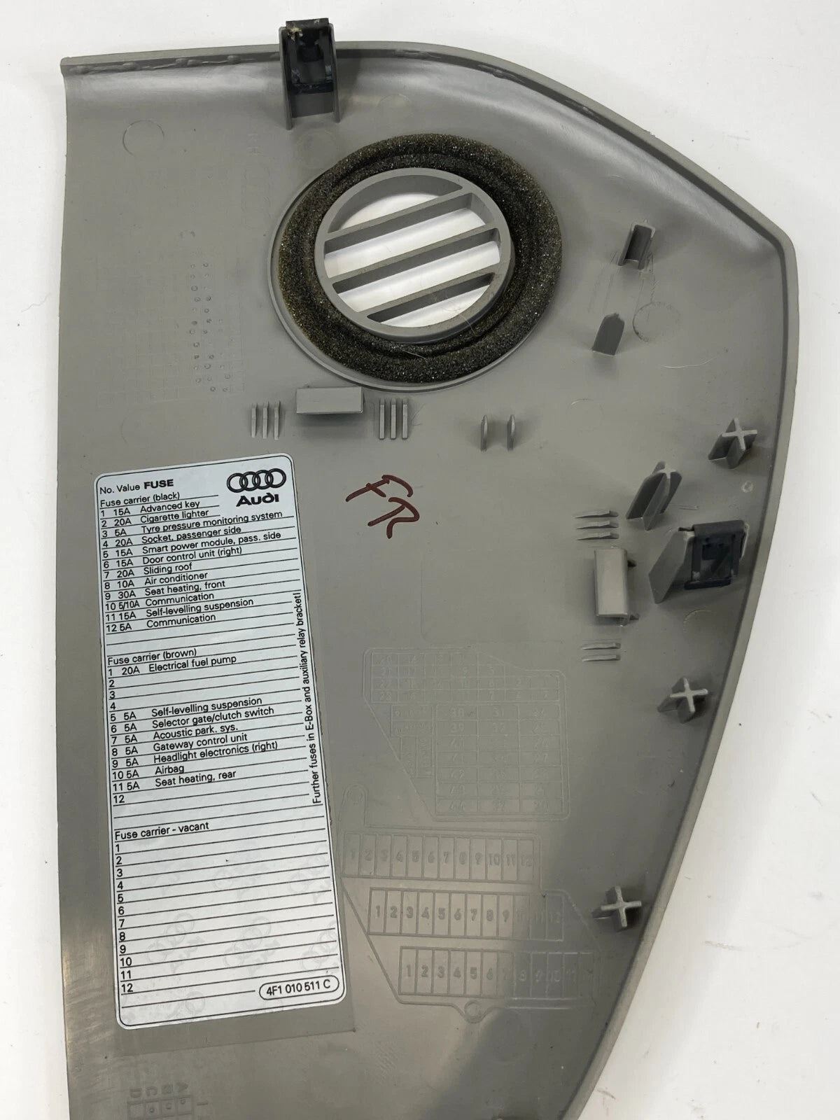 2005-2007 AUDI A6 QUATTRO DASH RIGHT END CAP BEZEL FUSE BOX COVER 4F1010511 OEM
