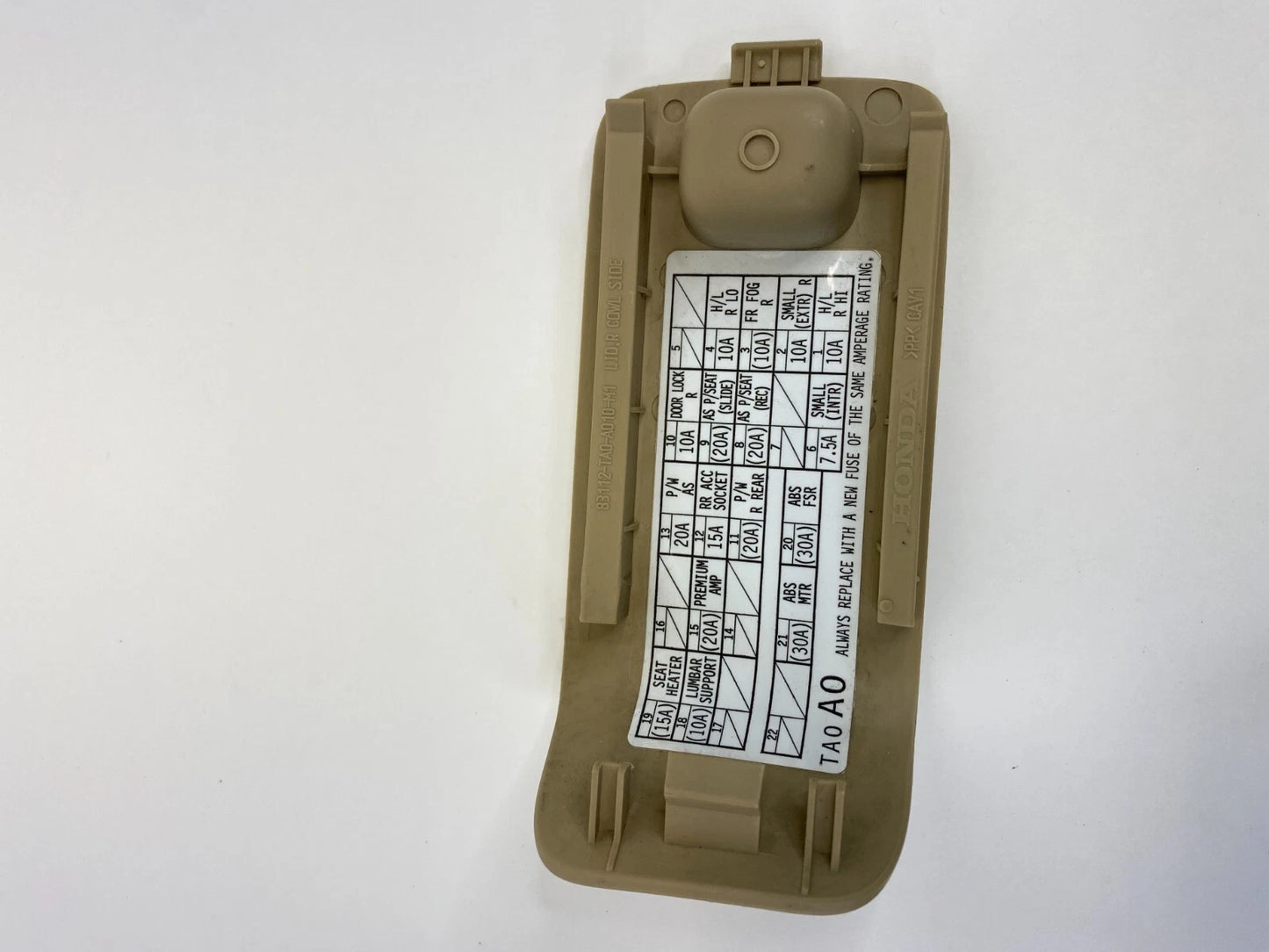 08-12 HONDA ACCORD DASH RIGHT LOWER FUSE BOX LID DOOR COVER 83112-TA0-A010 OEM