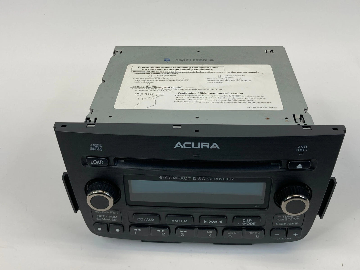 2005 05 ACURA MDX RADIO AM FM CD PLAYER 6 CD CHANGER RECEIVER 39100-S3V-A250