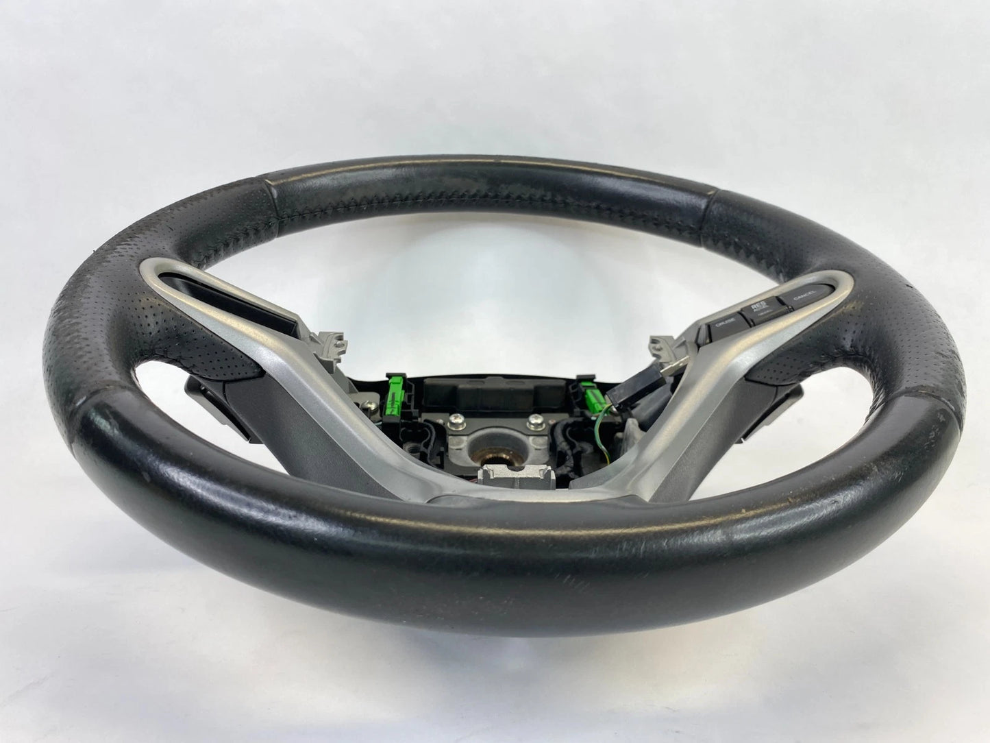 2009-2013 HONDA FIT STEERING WHEEL W/ CRUISE CONTROL SWITCH ASSEMBLY LEATHER OEM