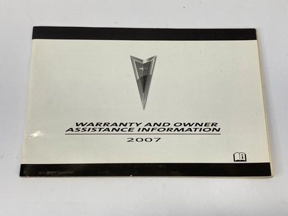 2007 PONTIAC TORRENT 3.4L V6 OWNERS MANUAL SET WITH CASE BAG OEM