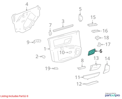 04-06 CADILLAC SRX 03-07 CTS FR LEFT DOOR INNER HANDLE BEZEL TRIM OEM 25752963