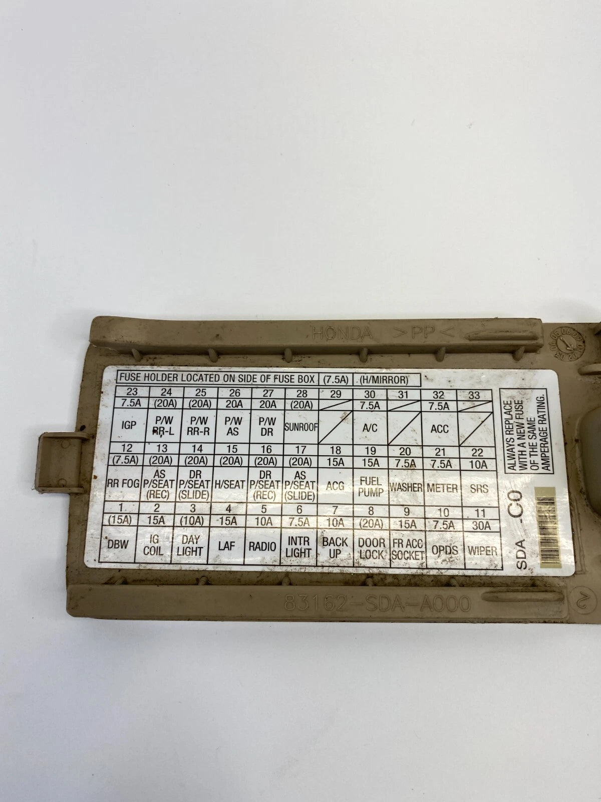 2003-2007 HONDA ACCORD LEFT LOWER FUSE BOX COVER LID BEZEL TRIM 83162-SDA-A000