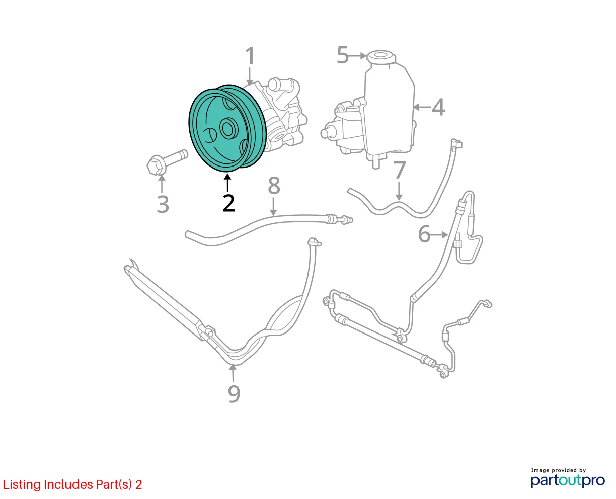 2006-2010 JEEP COMMANDER 4.7L POWER STEERING PUMP W/ PULLEY & RESERVOIR OEM