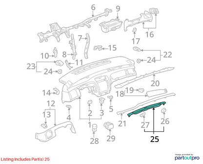 2000-2004 TOYOTA AVALON UPPER DASH DEFROST GARNISH VENT COVER TRIM 55981-AC020
