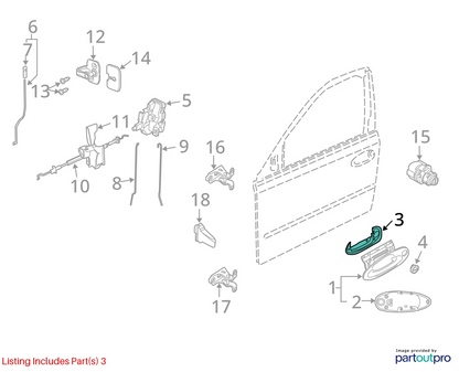 06-11 Saab 9-3 FRONT LEFT DRIVER SIDE EXTERIOR DOOR HANDLE ASSEMBLY 12803360 OEM