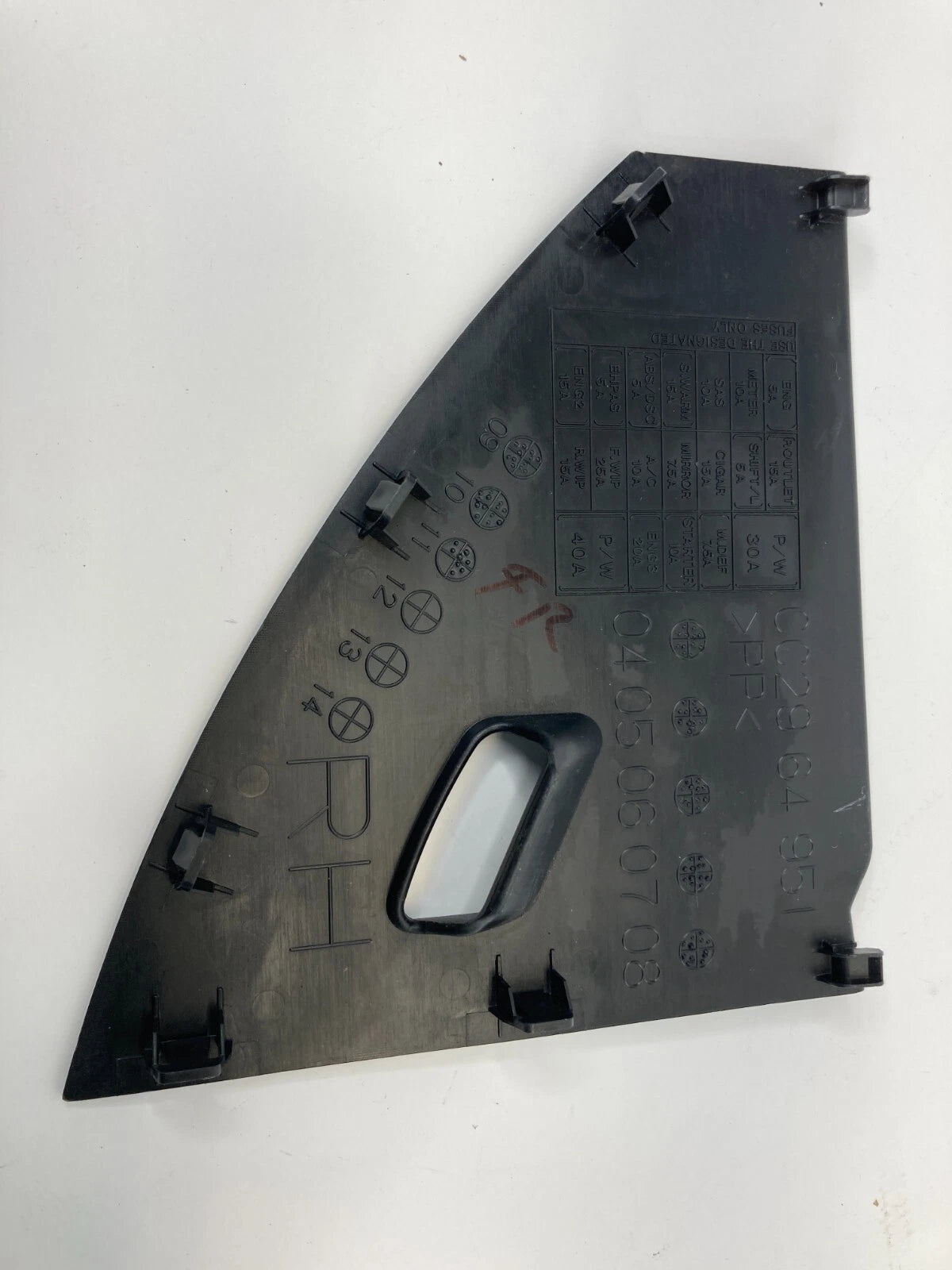 2012 MAZDA 5 FRONT RIGHT PASSENGER SIDE FUSE BOX COVER DASH END CAP CC2964951