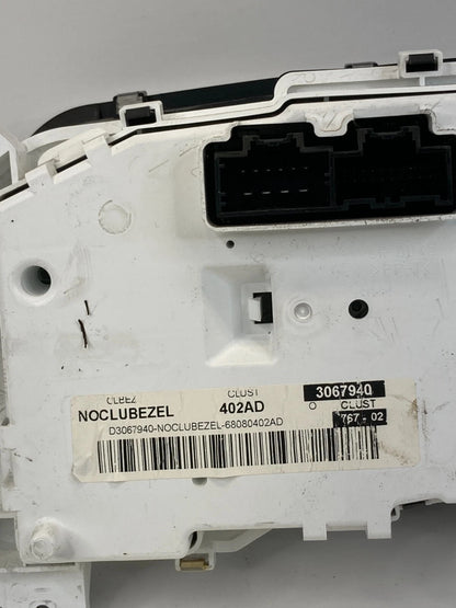 11-13 JEEP PATRIOT INSTRUMENT CLUSTER SPEEDOMETER GAUGES 146K MILES 68080402AD