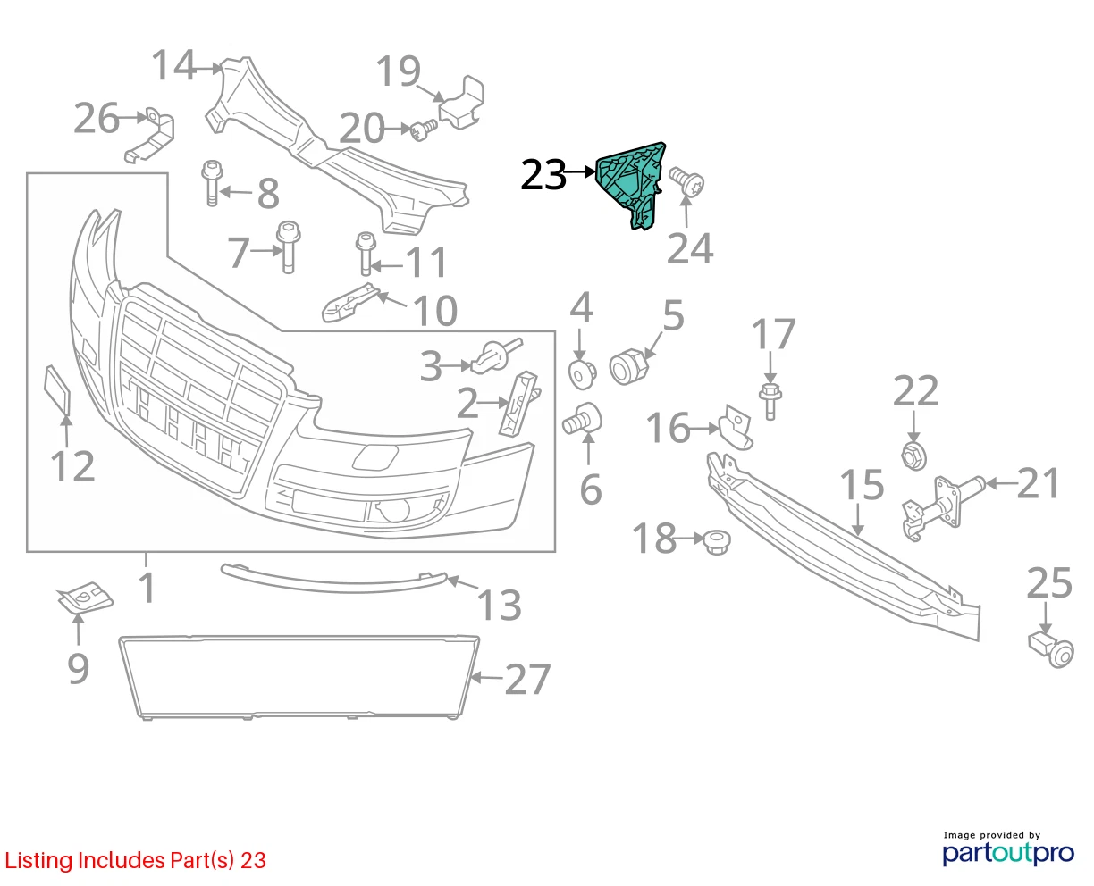 2006-2010 AUDI A6 QUATTRO FRONT LEFT BUMPER BRACKET SUPPORT GUIDE 4F0-807-227