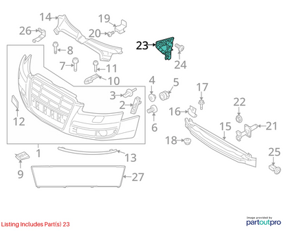 2006-2010 AUDI A6 QUATTRO FRONT LEFT BUMPER BRACKET SUPPORT GUIDE 4F0-807-227