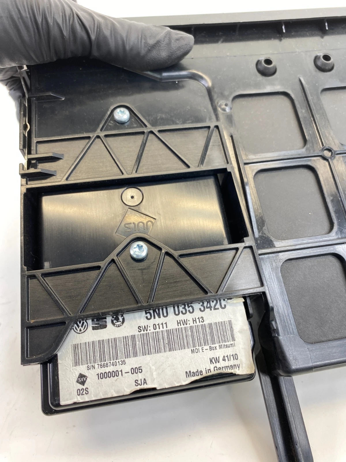 2011 Volkswagen CC Rear Multimedia Interface Socket Module Tray 5N0035342C OEM