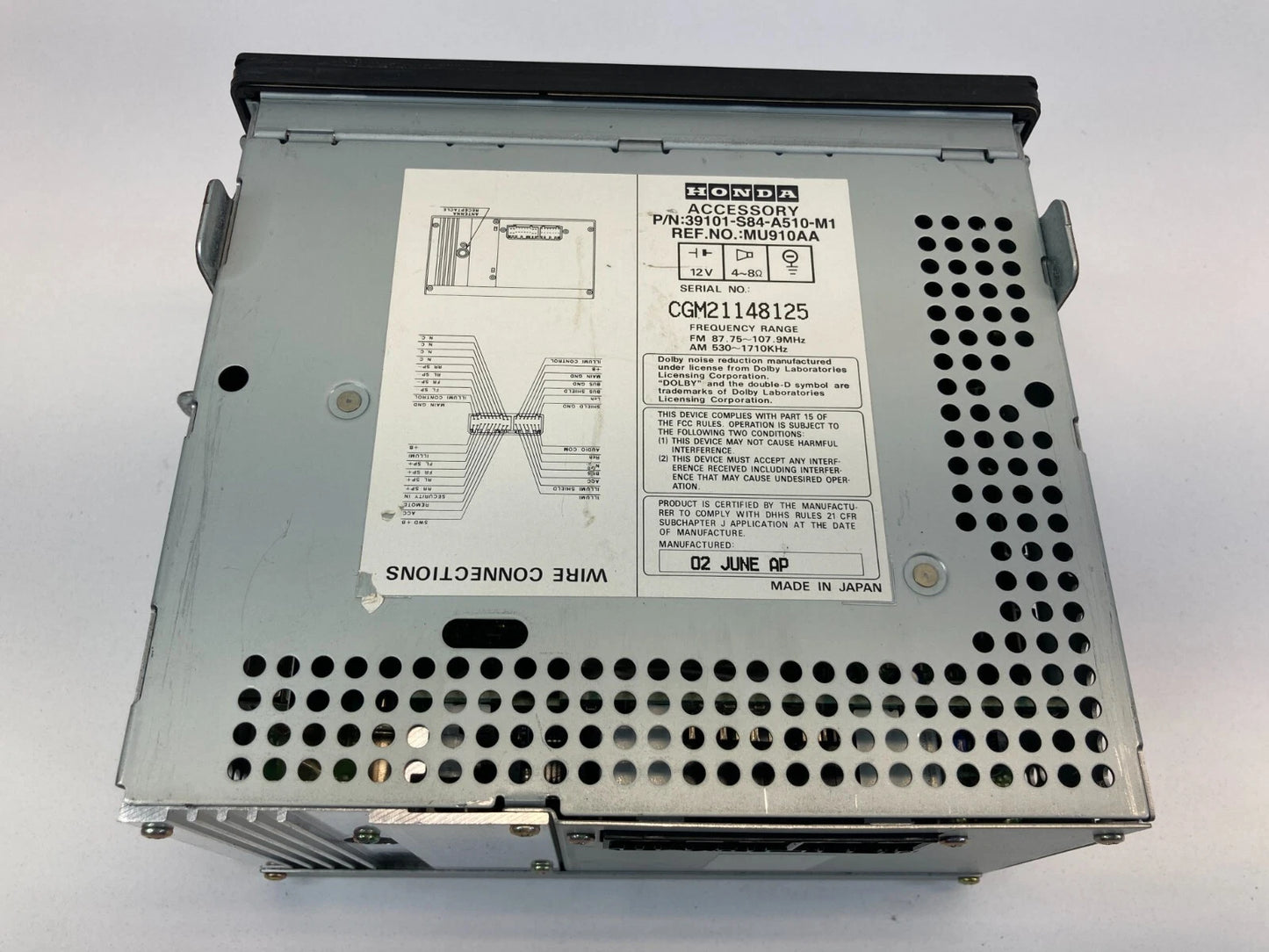 01-02 HONDA ACCORD AM FM RADIO RECEIVER PLAYER CD CASSETTE 39101-S84-A510 OEM