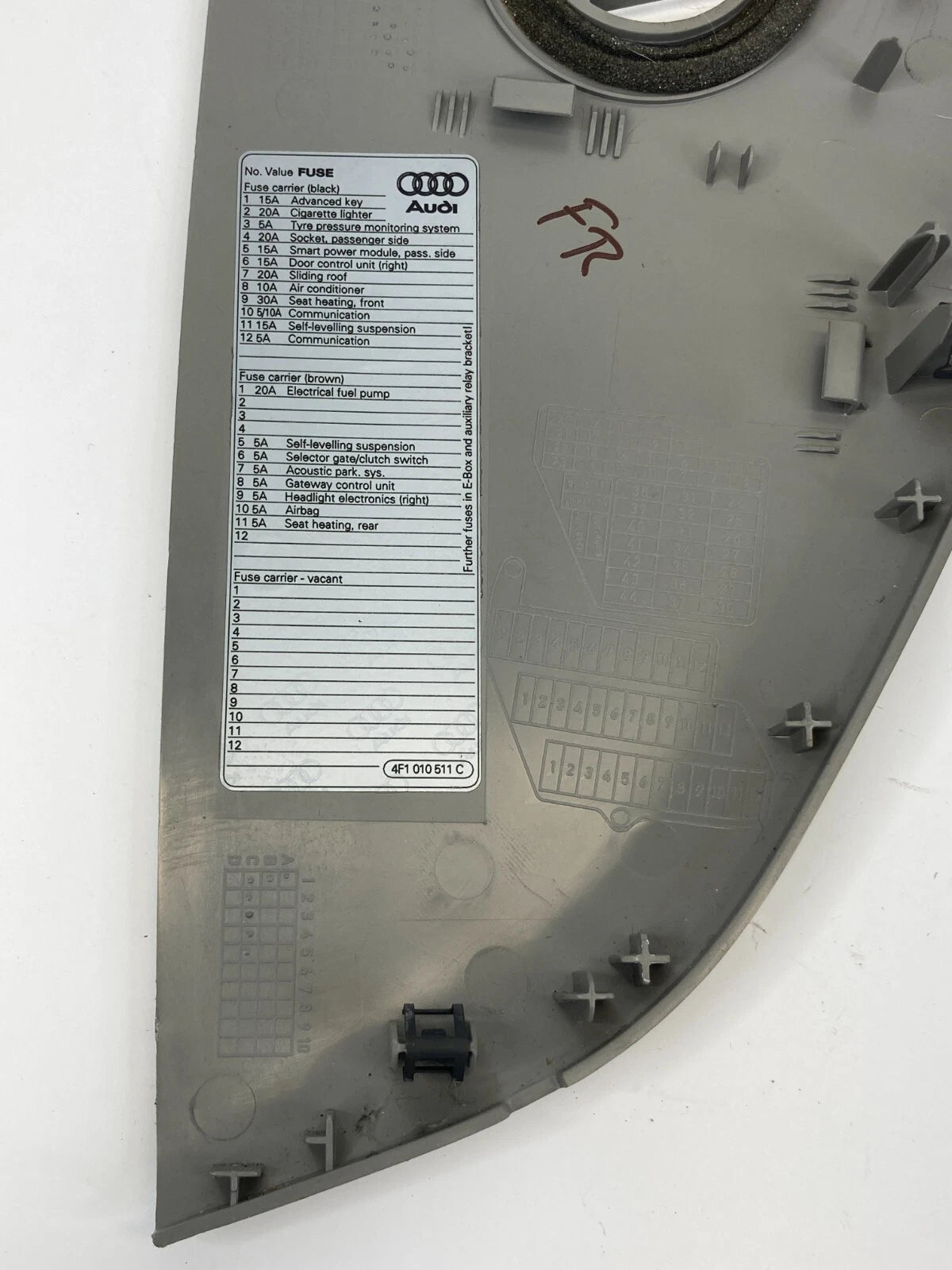 2005-2007 AUDI A6 QUATTRO DASH RIGHT END CAP BEZEL FUSE BOX COVER 4F1010511 OEM