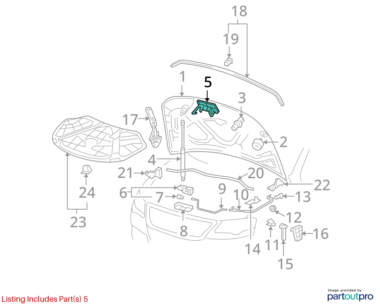 2009-2012 VOLKSWAGEN CC HOOD BONNET SAFETY CATCH LOCK LATCH 3C8-823-480-A OEM