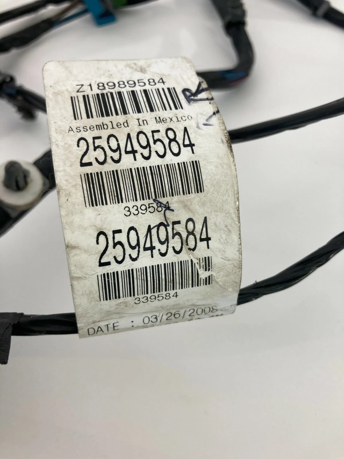 07-09 AURA 08-10 MALIBU REAR RIGHT DOOR HARNESS WIRING WIRE CABLE 25949584 RR RH