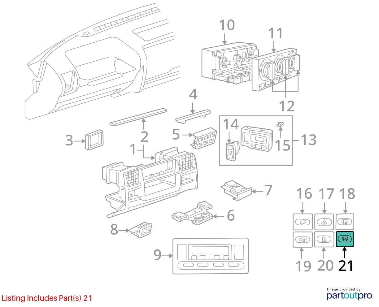 03 04 LAND ROVER DISCOVERY REAR DEFROST HEATED CONTROL SWITCH BUTTON YUG000760PU