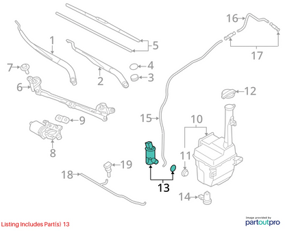 2014-2016 HYUNDAI ELANTRA FRONT WINDSHIELD WIPER WASHER PUMP 98510-2M500 OEM