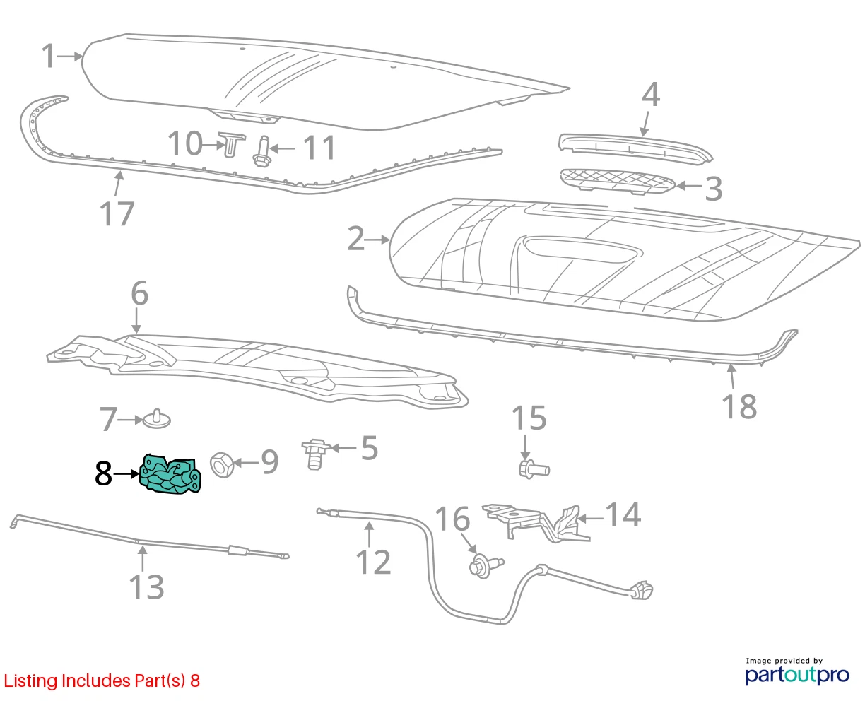 2013 2014 2015 2016 DODGE DART SEDAN HOOD LOCK LATCH RELEASE ACTUATOR 68086832AA