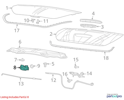 2013 2014 2015 2016 DODGE DART SEDAN HOOD LOCK LATCH RELEASE ACTUATOR 68086832AA