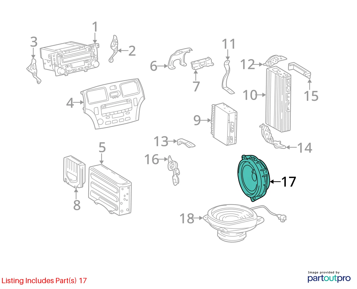 02 03 LEXUS ES300 FRONT LEFT OR RIGHT DOOR SPEAKER AUDIO ASSY 86160-0W500 OEM