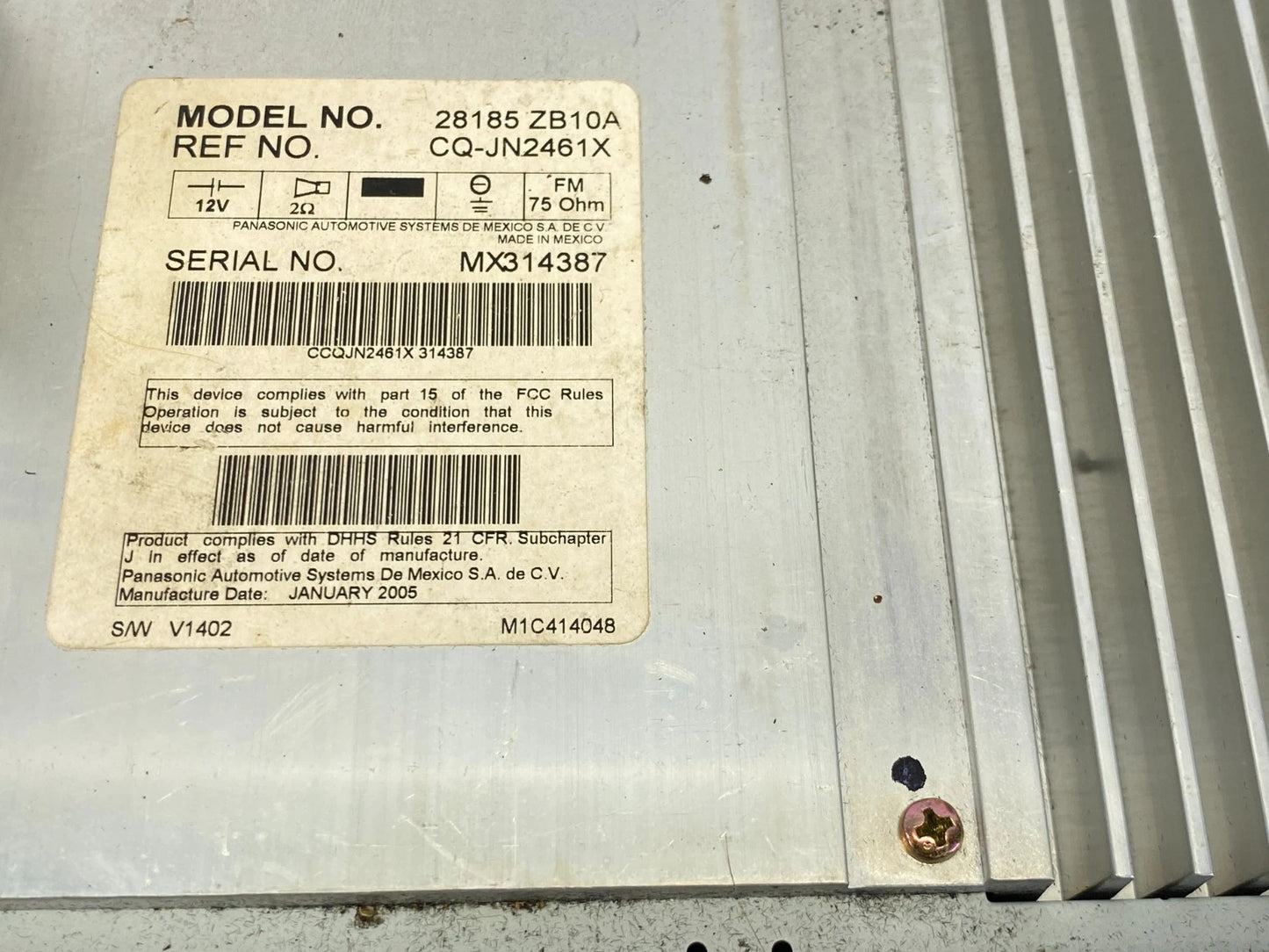 2005 2006 NISSAN ALTIMA RADIO CONTROL UNIT HEAD UNIT CD PLAYER 28185ZB10A OEM