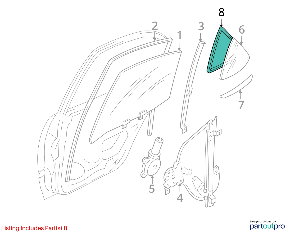 2002-2006 NISSAN ALTIMA REAR LEFT SIDE QUARTER WINDOW GLASS 82273-8J000 OEM