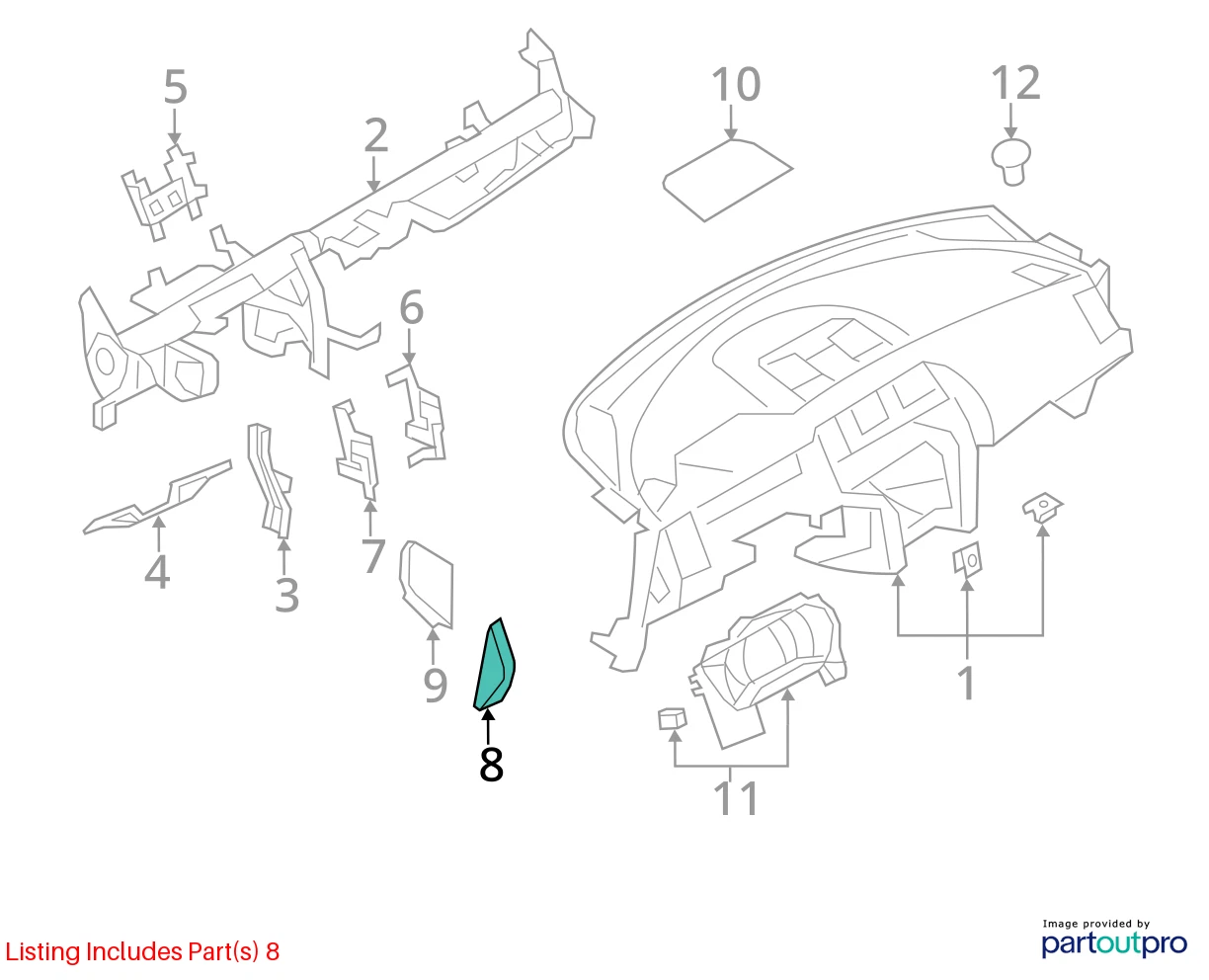 09-14 NISSAN MURANO RIGHT INSTRUMENT PANEL DASH END FINISHER COVER 68420-1AA0A