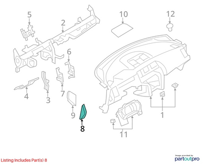 09-14 NISSAN MURANO RIGHT INSTRUMENT PANEL DASH END FINISHER COVER 68420-1AA0A