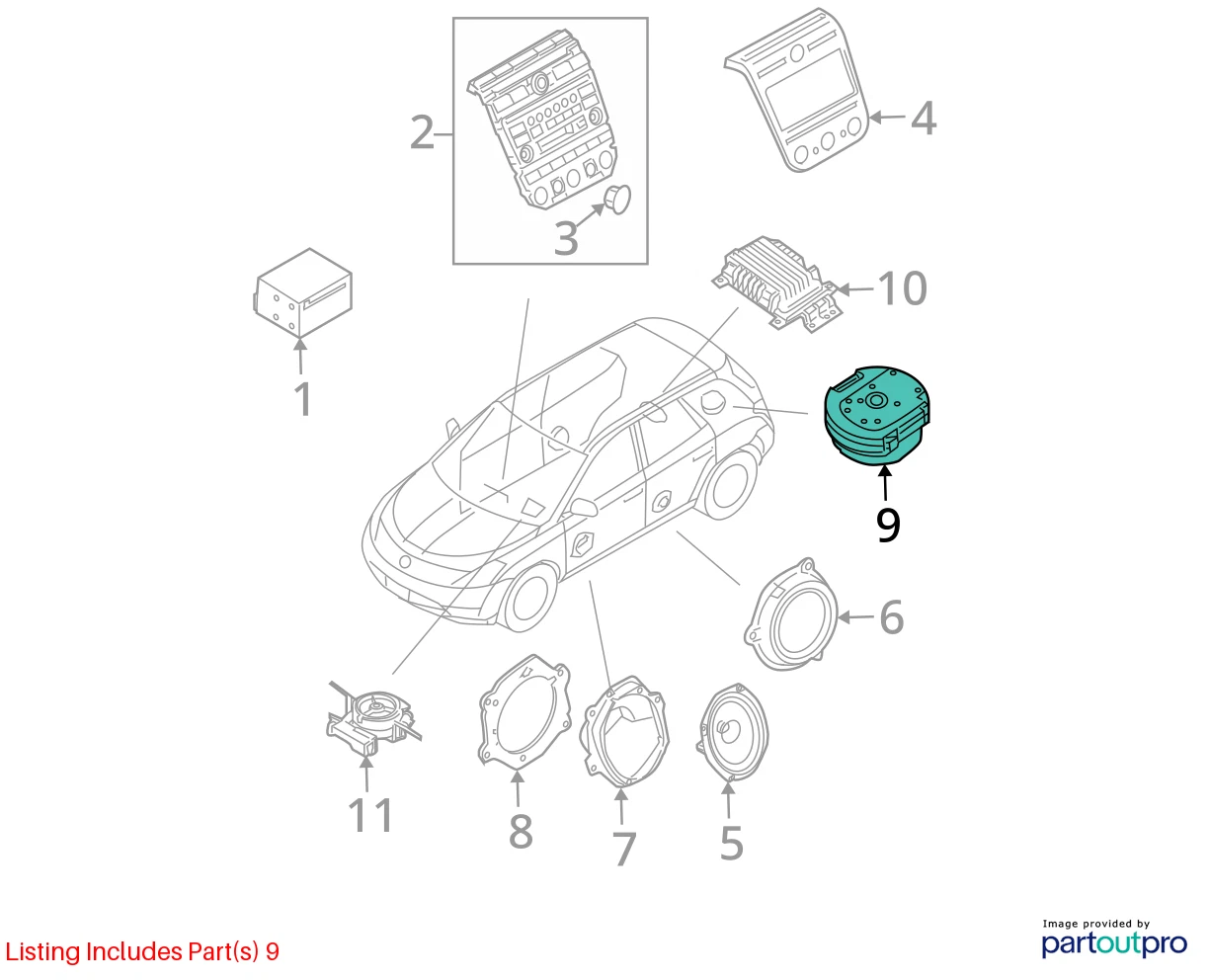 2003-2007 NISSAN MURANO BOSE SPEAKER SUBWOOFER AUDIO SYSTEM 28170-CA10B OEM