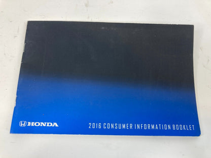 2016 16 Honda Civic Coupe Owners Manual Guide Book w/ Case OEM