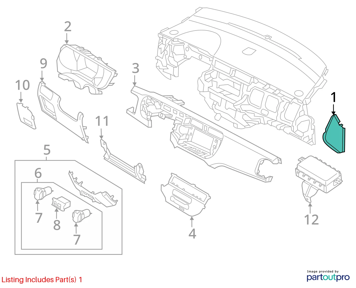 2012-2017 KIA RIO DASHBOARD RIGHT SIDE END CAP COVER 84767-1W000HU OEM