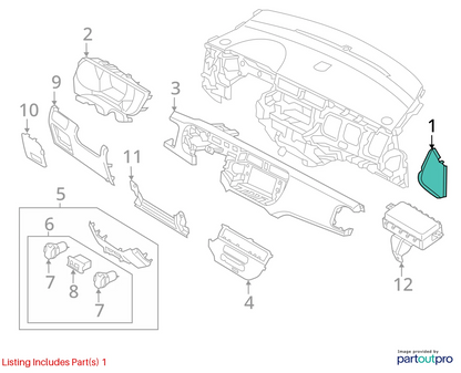 2012-2017 KIA RIO DASHBOARD RIGHT SIDE END CAP COVER 84767-1W000HU OEM