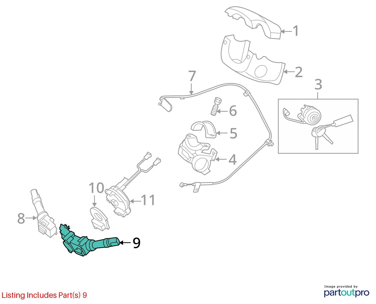 2010-2013 KIA SOUL COMBINATION SWITCH TURN SIGNAL WIPER LEVER 93410-2M000 OEM