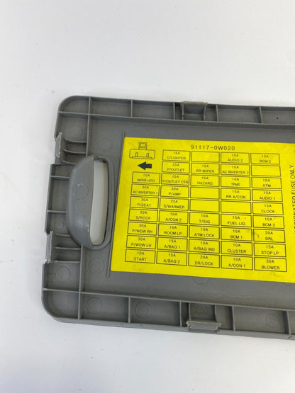 07-09 Hyundai Santa Fe Interior Dash Fuse Box Access Cover Lid Cap 91117-0W020