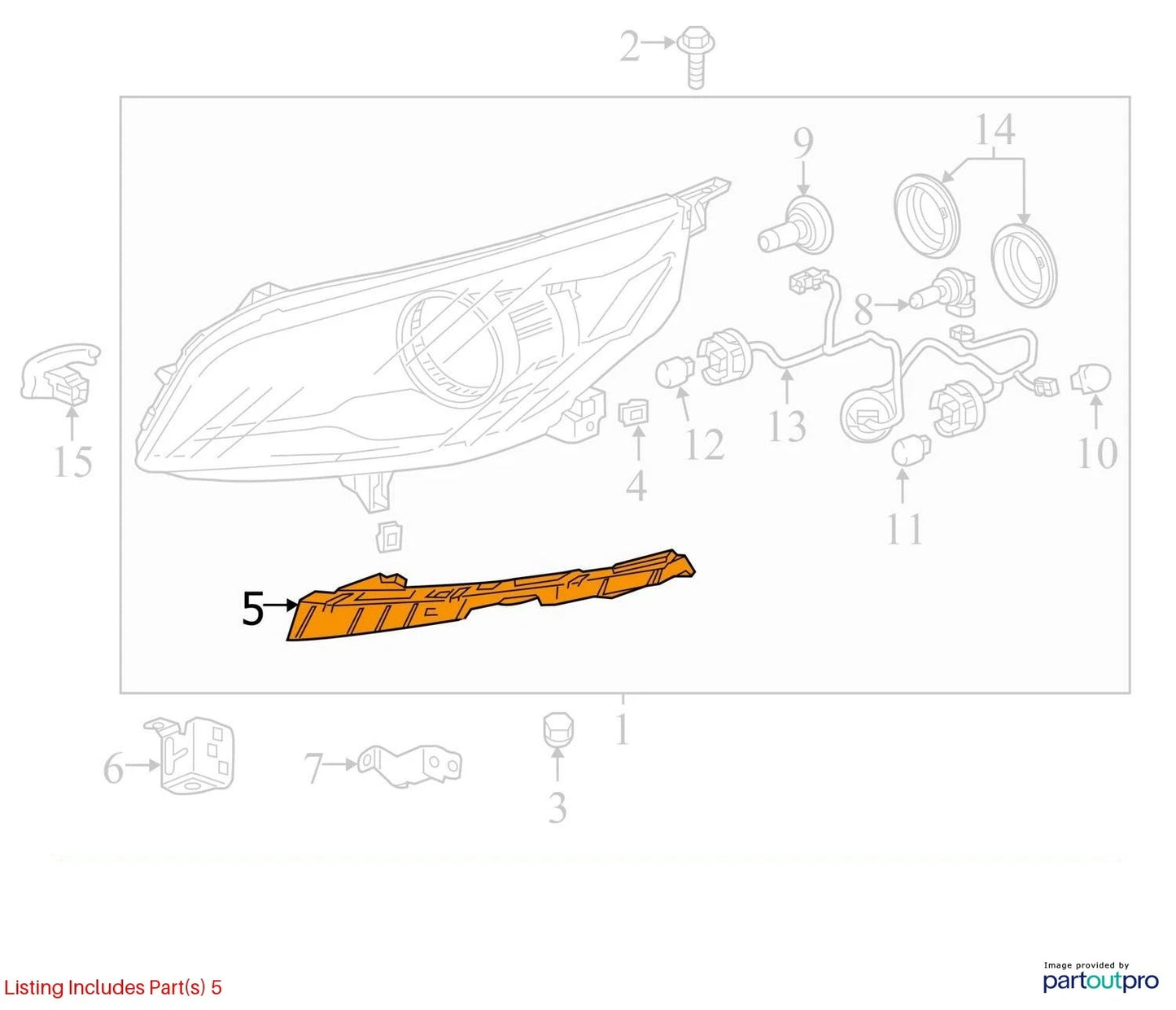2013-2015 CHEVROLET MALIBU FRONT RIGHT HEADLIGHT RETAINER BRACKET OEM 20809852