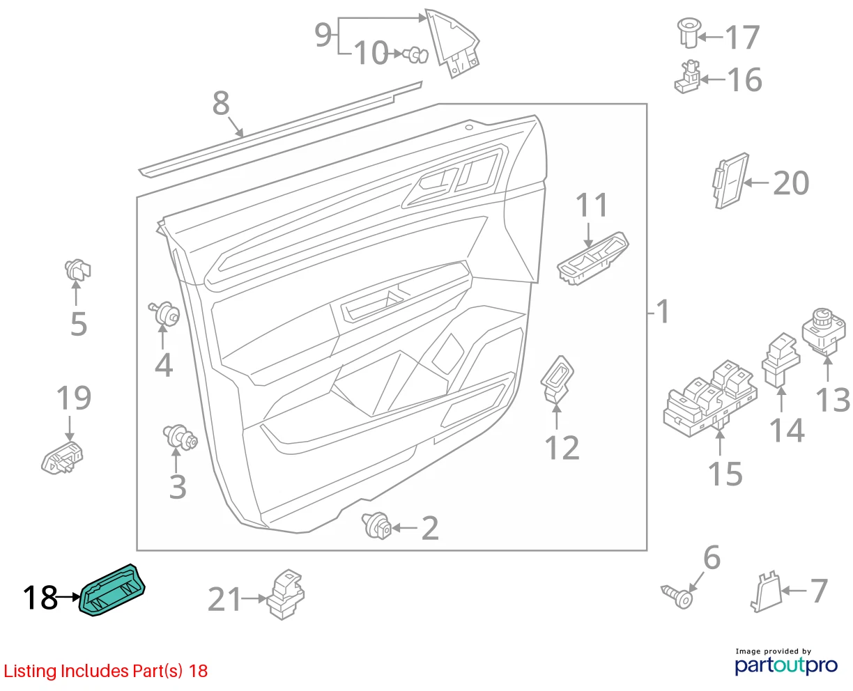 06-10 VOLKSWAGEN PASSAT 05-18 JETTA INNER DOOR PANEL LIGHT REFLECTOR 1K0947419A