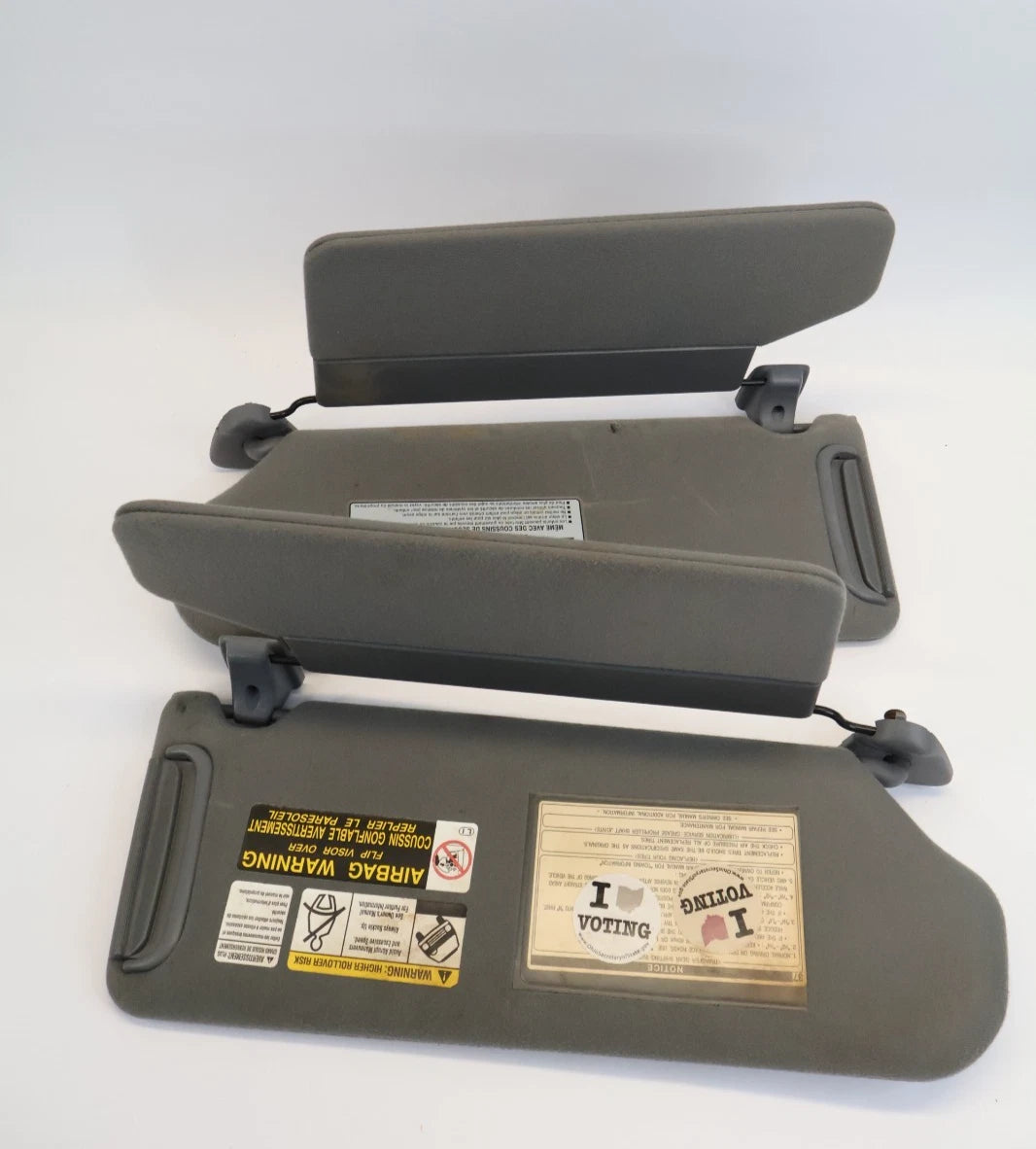 2004-2006 TOYOTA TUNDRA DOUBLE CAB SUN VISOR SET LEFT RIGHT DUAL PANEL GRAY OEM