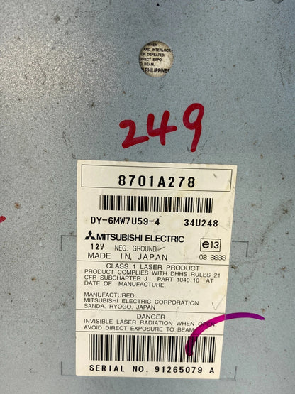 07-10 MITSUBISHI OUTLANDER 08-10 LANCER RADIO MP3 6 CD PLAYER RECEIVER 8701A278