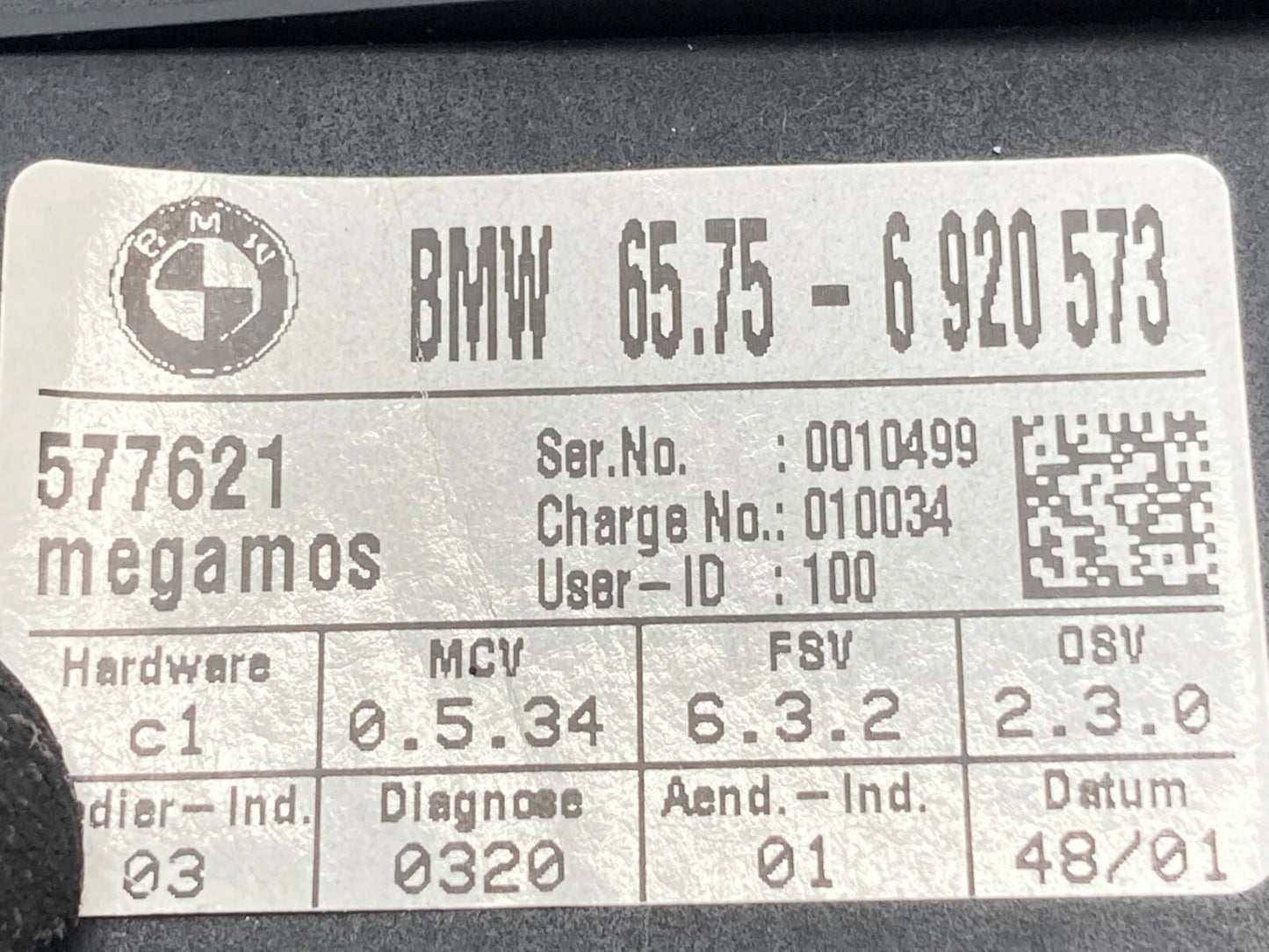 02-05 BMW 745I ALARM CONTROL MODULE ULTRASONIC SENSOR COVER TRIM 65756920573 OEM