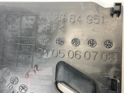 2012 MAZDA 5 FRONT RIGHT PASSENGER SIDE FUSE BOX COVER DASH END CAP CC2964951