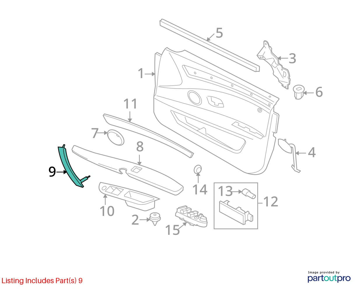 2009 2010 BMW 535I XDRIVE REAR LEFT SIDE INTERIOR DOOR PULL HANDLE ASSEMBLY OEM