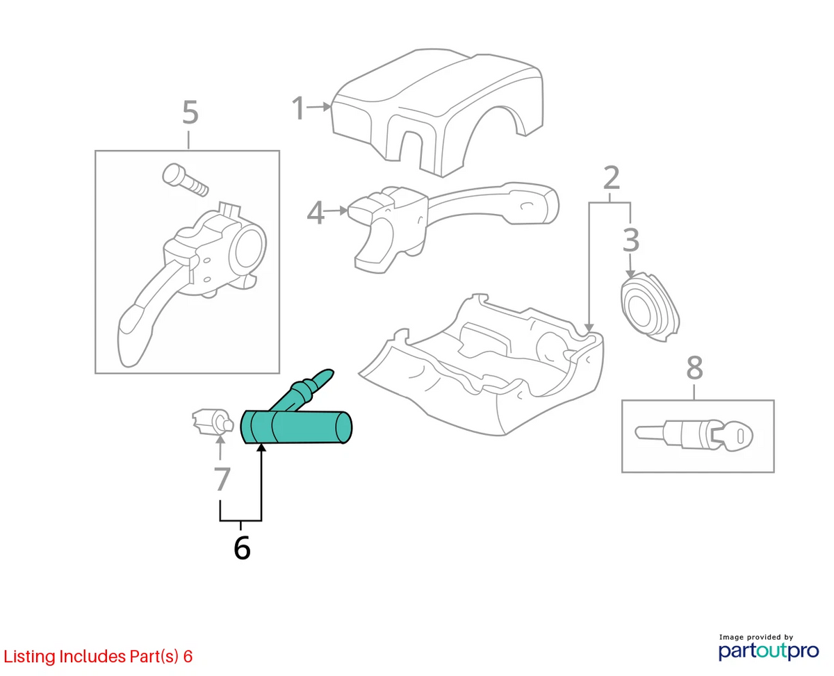 1999-2005 VWJETTA 03-10 BEETLE 2.5L V6 A/T IGNITION SWITCH LOCK CYLINDER & KEY
