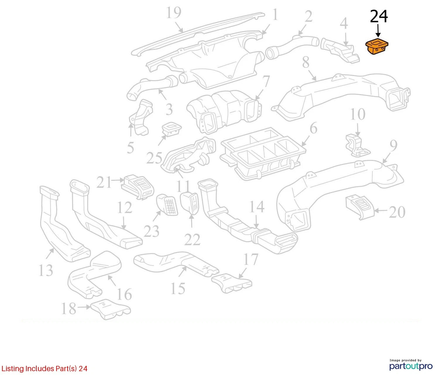 2006-2008 LEXUS RX400H RIGHT PASSENGER SIDE DEFROST DEFROSTER NOZZLE 55962-48020