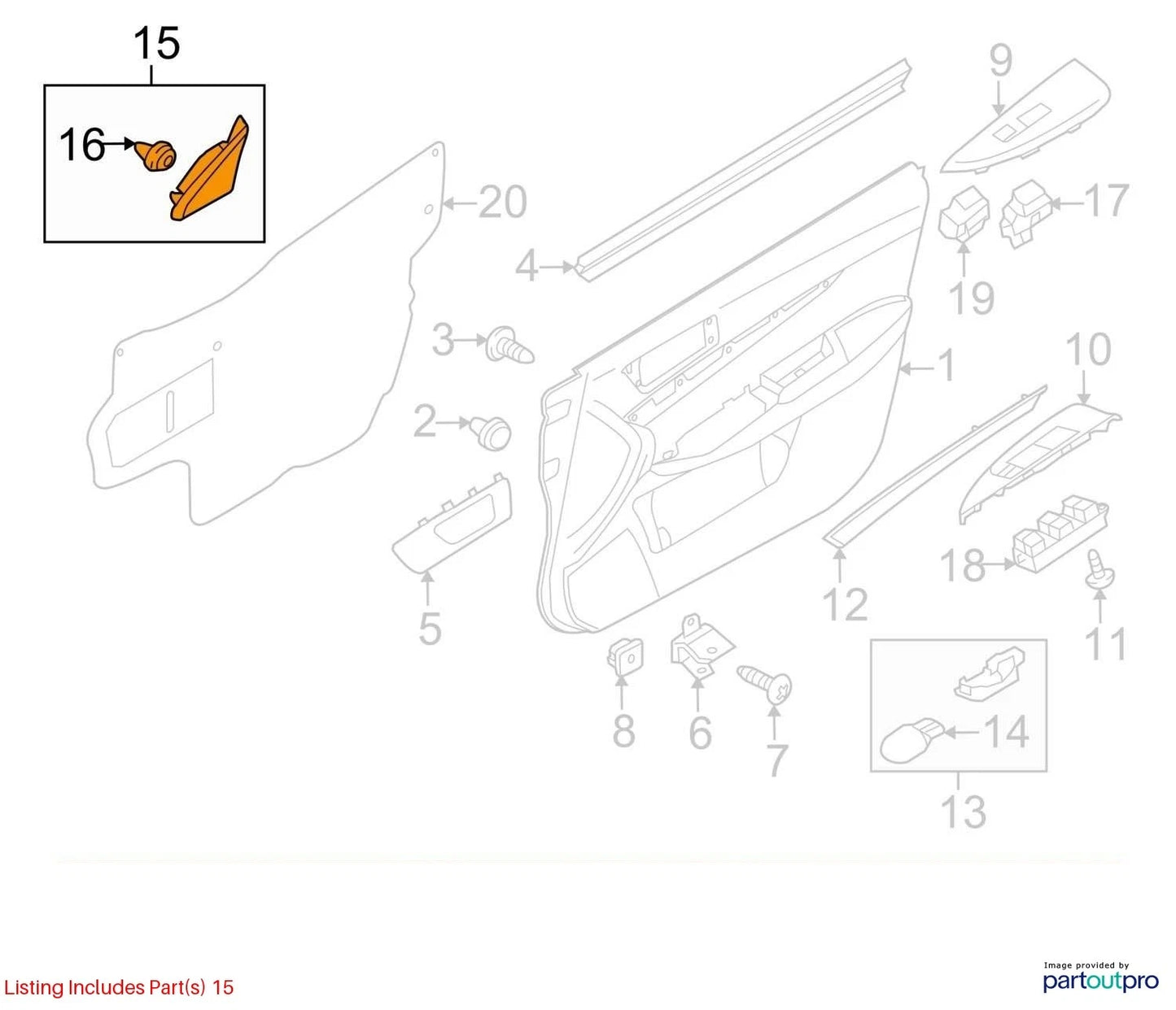 2010-2014 SUBARU OUTBACK FRONT RIGHT PASSENGER SIDE DOOR INTERIOR MIRROR CORNER